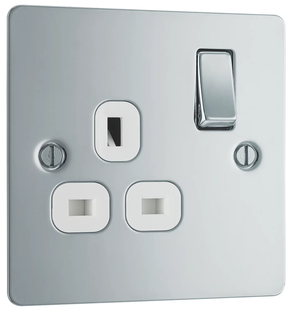 LAP 13A 1-Gang DP Switched Plug Socket Polished Chrome With White Inserts 4 LAP 13A 1-Gang DP Switched Plug Socket Polished Chrome With White Inserts - Image 2
