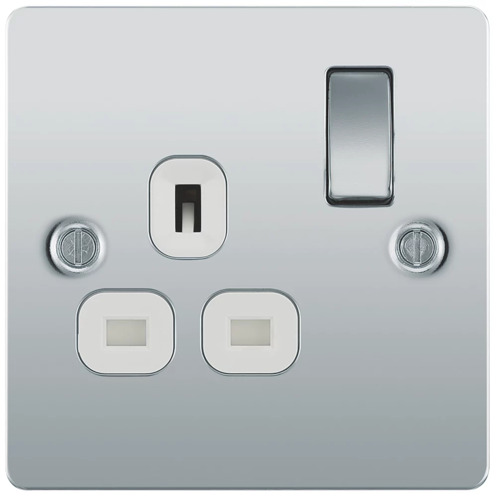 LAP 13A 1-Gang DP Switched Plug Socket Polished Chrome With White Inserts 5 LAP 13A 1-Gang DP Switched Plug Socket Polished Chrome With White Inserts - Image 3
