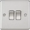 Knightsbridge CL3BC 10AX 2-Gang 2-Way Light Switch Brushed Chrome -British General Shop 202VF P