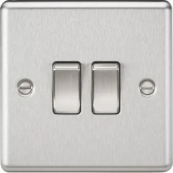 Knightsbridge CL3BC 10AX 2-Gang 2-Way Light Switch Brushed Chrome