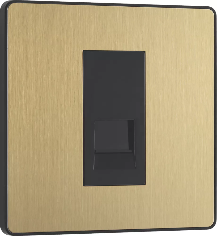 British General Evolve Slave Telephone Socket Satin Brass With Black Inserts 4 British General Evolve Slave Telephone Socket Satin Brass With Black Inserts - Image 2