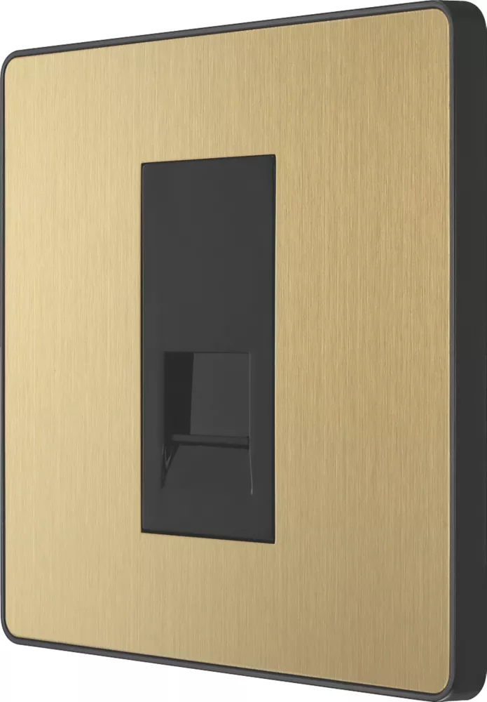 British General Evolve Slave Telephone Socket Satin Brass With Black Inserts 3 British General Evolve Slave Telephone Socket Satin Brass With Black Inserts