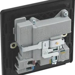British General Evolve 13A 1-Gang SP Switched Socket + 2.1A 2-Outlet Type A USB Charger Matt Black With Black Inserts 13 British General Evolve 13A 1-Gang SP Switched Socket + 2.1A 2-Outlet Type A USB Charger Matt Black With Black Inserts -British General Shop 204RF A4