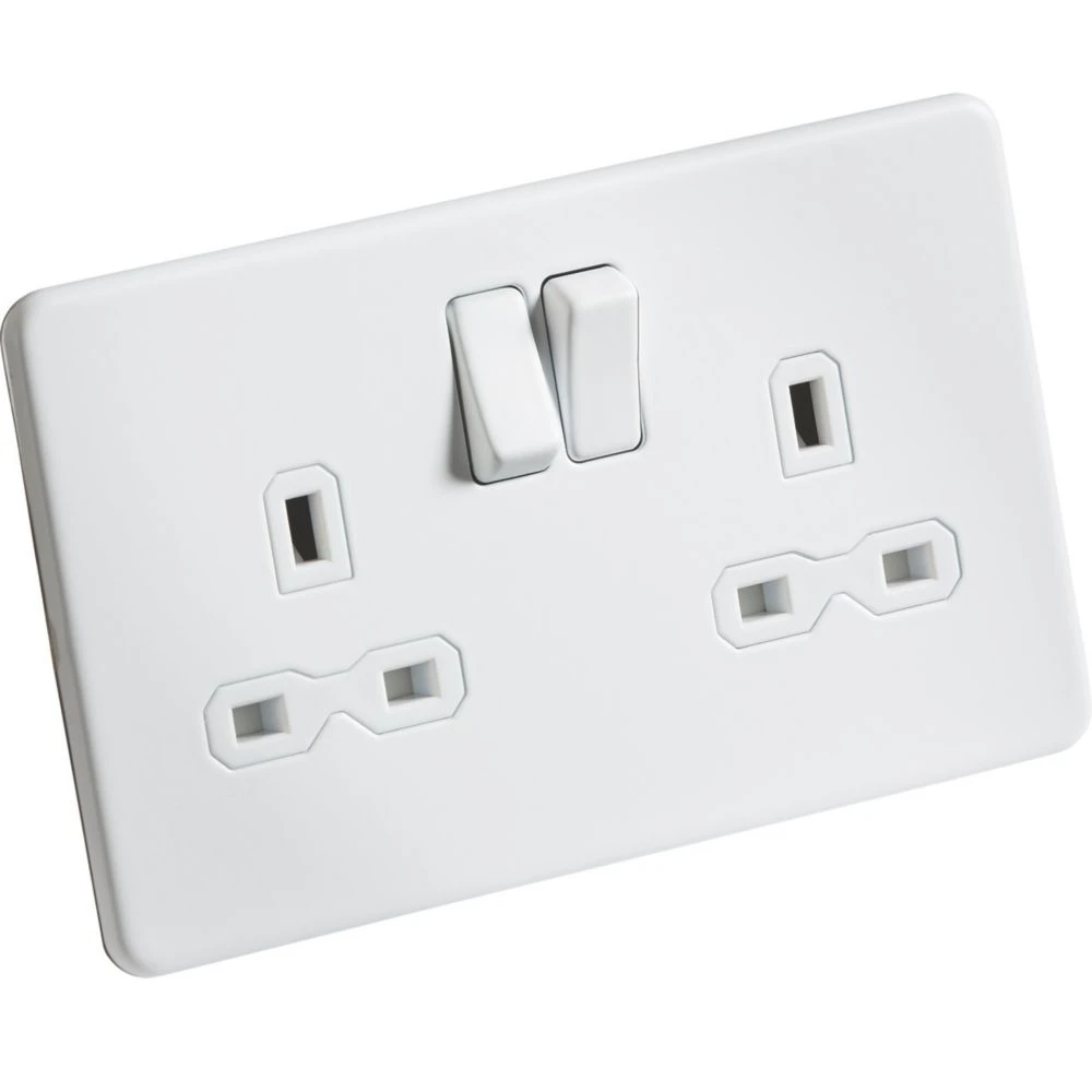 Knightsbridge SFR9000MW 13A 2-Gang DP Switched Double Socket Matt White With White Inserts 4 Knightsbridge SFR9000MW 13A 2-Gang DP Switched Double Socket Matt White With White Inserts - Image 2