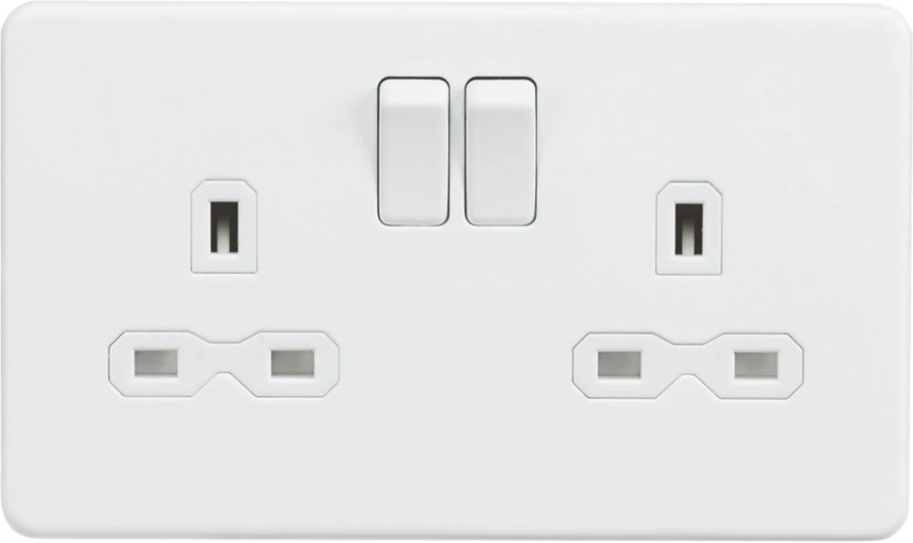 Knightsbridge SFR9000MW 13A 2-Gang DP Switched Double Socket Matt White With White Inserts 3 Knightsbridge SFR9000MW 13A 2-Gang DP Switched Double Socket Matt White With White Inserts
