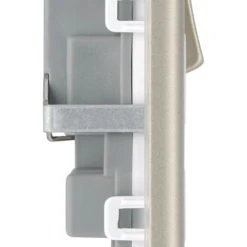 British General Nexus Metal 13A 2-Gang DP Switched Socket Pearl Nickel With White Inserts -British General Shop 20813 A6