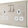British General Nexus Metal 13A 2-Gang DP Switched Socket Pearl Nickel With White Inserts 1 British General Nexus Metal 13A 2-Gang DP Switched Socket Pearl Nickel With White Inserts -British General Shop 20813 P