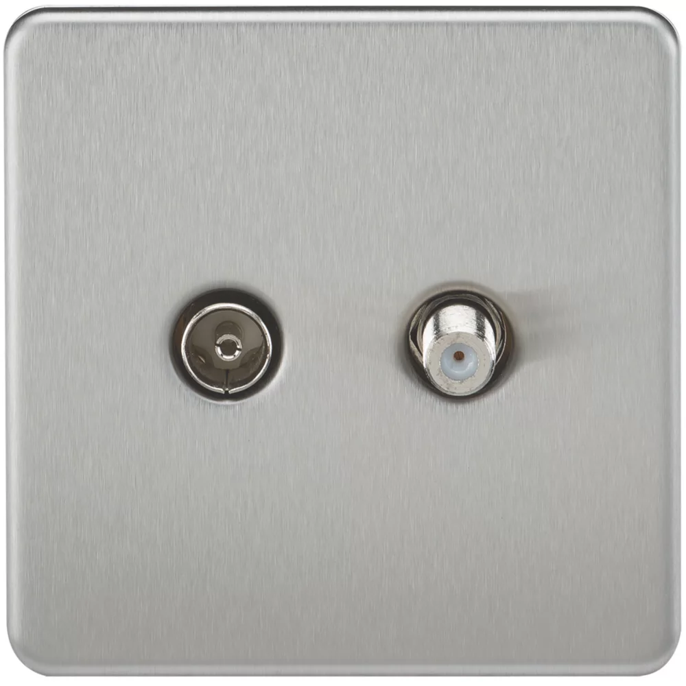 Knightsbridge SF0140BC 2-Gang Isolated Coaxial TV & F-Type Satellite Socket Brushed Chrome 3 Knightsbridge SF0140BC 2-Gang Isolated Coaxial TV & F-Type Satellite Socket Brushed Chrome