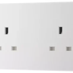 British General 900 Series 13A 2-Gang Unswitched Socket White With White Inserts