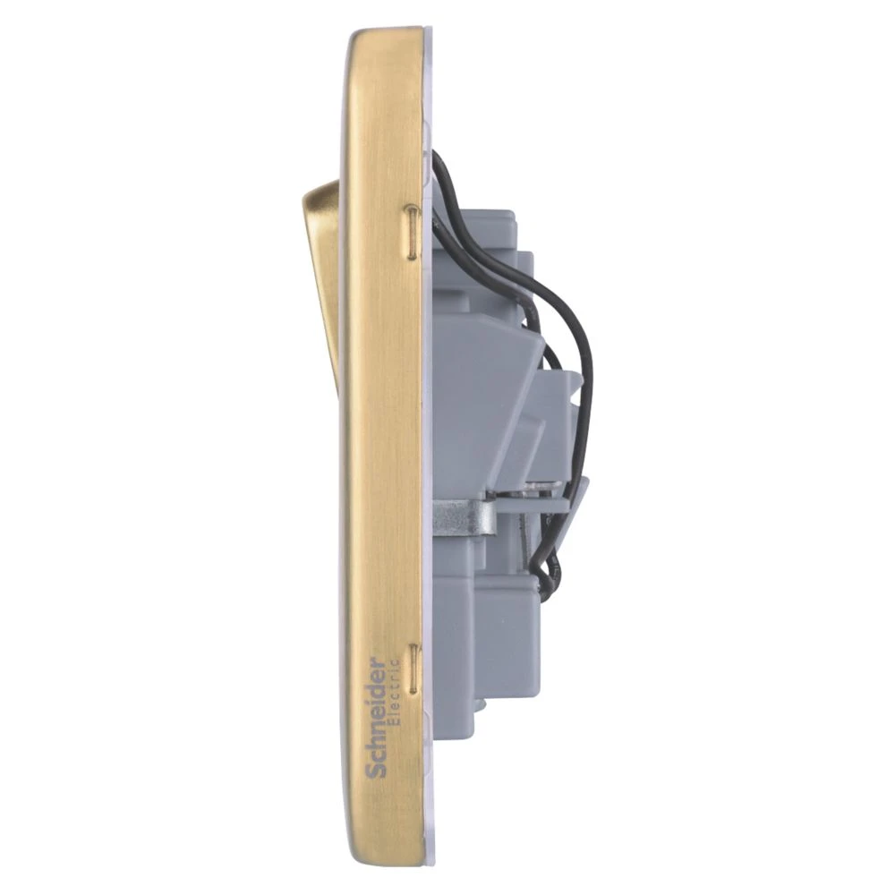 Schneider Electric Lisse Deco 13A 2-Gang DP Switched Plug Socket Satin Brass With LED With Black Inserts 5 Schneider Electric Lisse Deco 13A 2-Gang DP Switched Plug Socket Satin Brass With LED With Black Inserts - Image 3