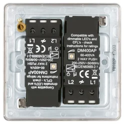 LAP 2-Gang 2-Way LED Dimmer Switch Brushed Stainless Steel -British General Shop 214KJ A3