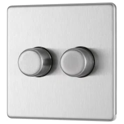 British General Shop 24 LAP 2-Gang 2-Way LED Dimmer Switch Brushed Stainless Steel