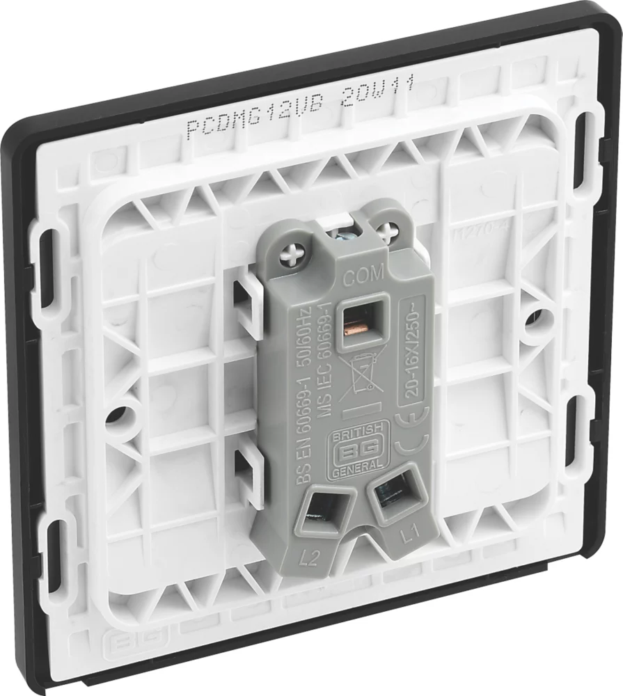 British General Evolve 20 A 16AX 1-Gang 2-Way Wide Rocker Light Switch Grey With Black Inserts 7 British General Evolve 20 A 16AX 1-Gang 2-Way Wide Rocker Light Switch Grey With Black Inserts - Image 5
