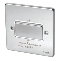 Schneider Electric Ultimate Low Profile 10A 1-Gang 3-Pole Fan Isolator Switch Polished Chrome With White Inserts