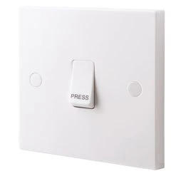 British General 900 Series 10AX 1-Gang 2-Way &apos;Press&apos; Retractive Switch White