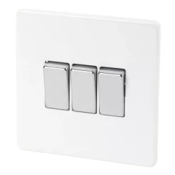 Varilight 10AX 3-Gang 2-Way Light Switch Ice White