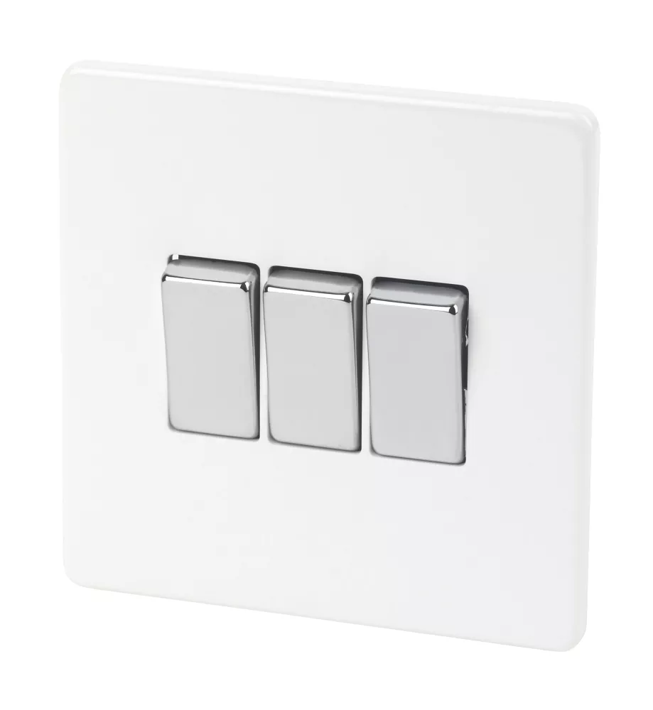 Varilight 10AX 3-Gang 2-Way Light Switch Ice White 3 Varilight 10AX 3-Gang 2-Way Light Switch Ice White
