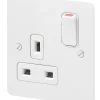 MK Edge 13A 1-Gang DP Switched Plug Socket White With Colour-Matched Inserts -British General Shop 218FF P