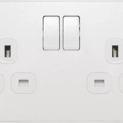 British General Evolve 13A 2-Gang SP Switched Socket Pearlescent White With White Inserts -British General Shop 220RF A2