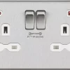 Knightsbridge CS9909BCW 13A 2-Gang DP Switched Socket + 4.0A 2-Outlet Type A & C USB Charger Brushed Chrome With White Inserts 1 Knightsbridge CS9909BCW 13A 2-Gang DP Switched Socket + 4.0A 2-Outlet Type A & C USB Charger Brushed Chrome With White Inserts -British General Shop 220TX P