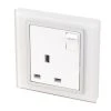 Retrotouch Crystal 13A 1-Gang DP Switched Plug Socket White Glass -British General Shop 2224J P