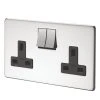 Crabtree Platinum 13A 2-Gang DP Switched Plug Socket Polished Chrome With Black Inserts -British General Shop 22279 P