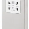 MK Albany Plus 2-Gang Dual Voltage Shaver Socket 115 / 230V Brushed Stainless Steel With White Inserts 1 MK Albany Plus 2-Gang Dual Voltage Shaver Socket 115 / 230V Brushed Stainless Steel With White Inserts -British General Shop 222FF P