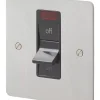 MK Edge 32A 1-Gang DP Control Switch Brushed Stainless Steel With Neon With Black Inserts -British General Shop 225FF P