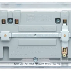 British General Nexus Metal 13A 2-Gang SP Switched Socket + 3.1A 2-Outlet Type A USB Charger Polished Chrome With White Inserts -British General Shop 225FT A4