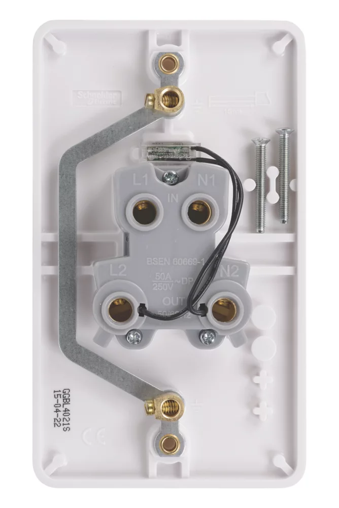 Schneider Electric Lisse 50A 2-Gang DP Cooker Switch White With LED 5 Schneider Electric Lisse 50A 2-Gang DP Cooker Switch White With LED - Image 3