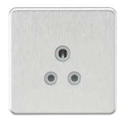 Knightsbridge SF5ABCG 5A 1-Gang Unswitched Socket Brushed Chrome With Colour-Matched Inserts