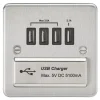 Knightsbridge FPQUADBC 5.1A 4-Outlet Type A USB Socket Brushed Chrome With Black Inserts -British General Shop 229TY P