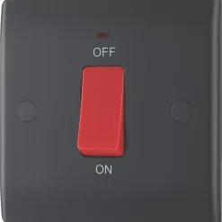 British General Part M 45A 1-Gang DP Cooker Switch Charcoal With LED