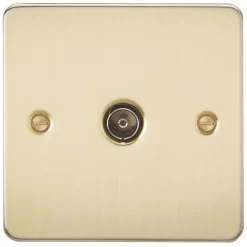 Knightsbridge FP0100BB 1-Gang Coaxial TV Socket Brushed Brass