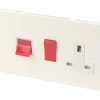 Varilight 45AX 2-Gang DP Cooker Switch & 13A DP Switched Socket White Chocolate With White Inserts -British General Shop 23765 P