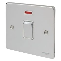 Schneider Electric Ultimate Low Profile 20AX 1-Gang DP Control Switch Polished Chrome With Neon With White Inserts