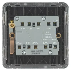 Schneider Electric Lisse Deco 10AX 3-Gang 2-Way Light Switch Polished Chrome With Black Inserts -British General Shop 239FF A3