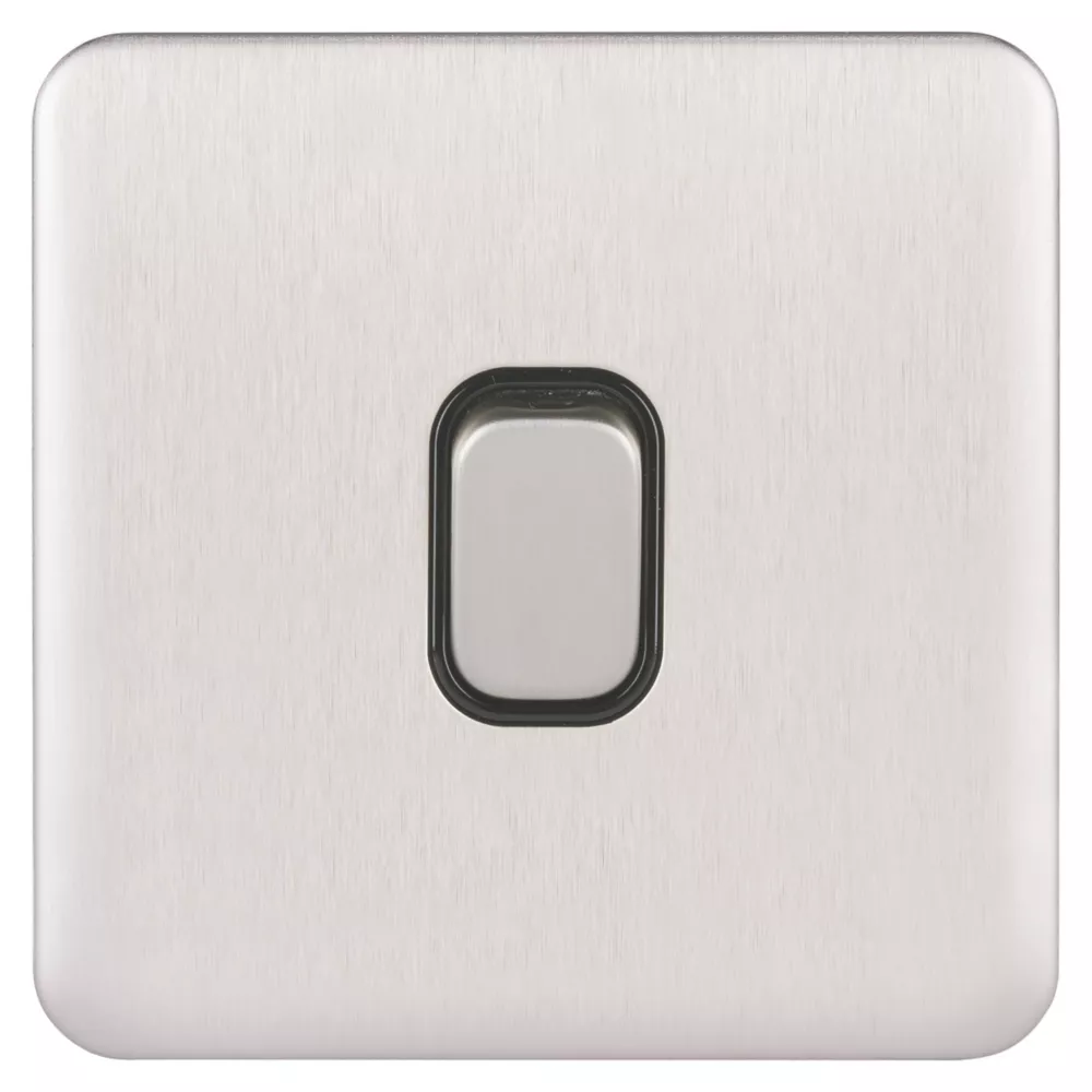 Schneider Electric Lisse Deco 20AX 1-Gang DP Control Switch Brushed Stainless Steel With Black Inserts 4 Schneider Electric Lisse Deco 20AX 1-Gang DP Control Switch Brushed Stainless Steel With Black Inserts - Image 2