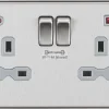 Knightsbridge CS9909BCG 13A 2-Gang DP Switched Socket + 4.0A 2-Outlet Type A & C USB Charger Brushed Chrome With Colour-Matched Inserts 2 Knightsbridge CS9909BCG 13A 2-Gang DP Switched Socket + 4.0A 2-Outlet Type A & C USB Charger Brushed Chrome With Colour-Matched Inserts -British General Shop 241TX P