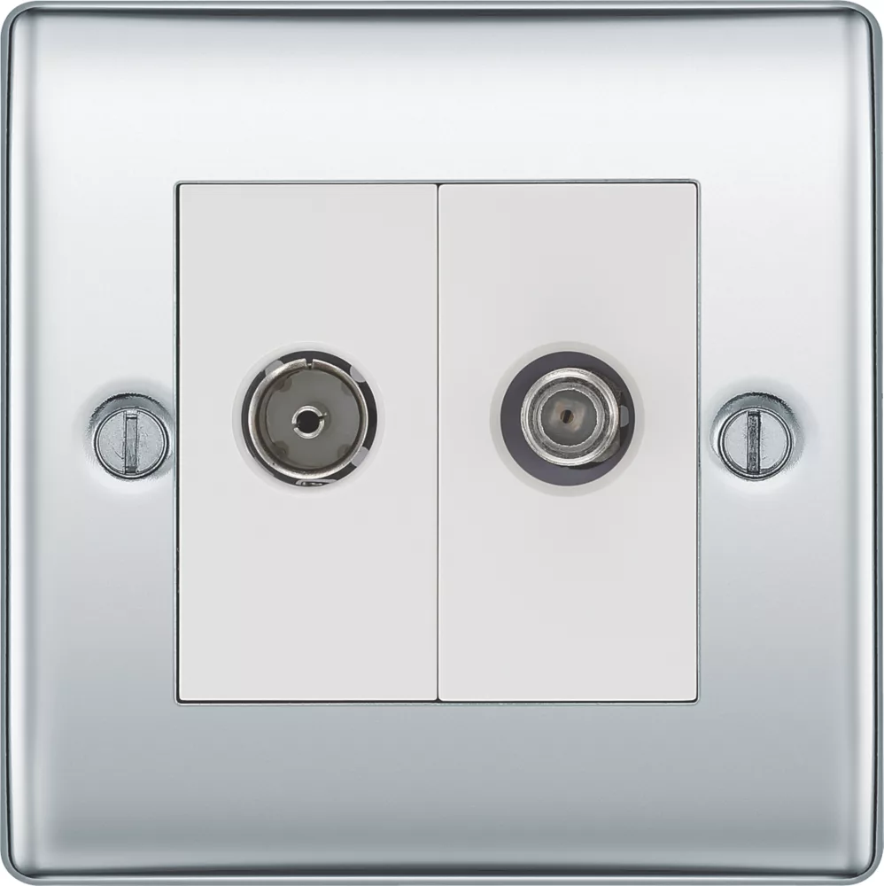 British General NEXUS METAL 1-Gang Duplex TV Socket Polished Chrome 4 British General NEXUS METAL 1-Gang Duplex TV Socket Polished Chrome - Image 2