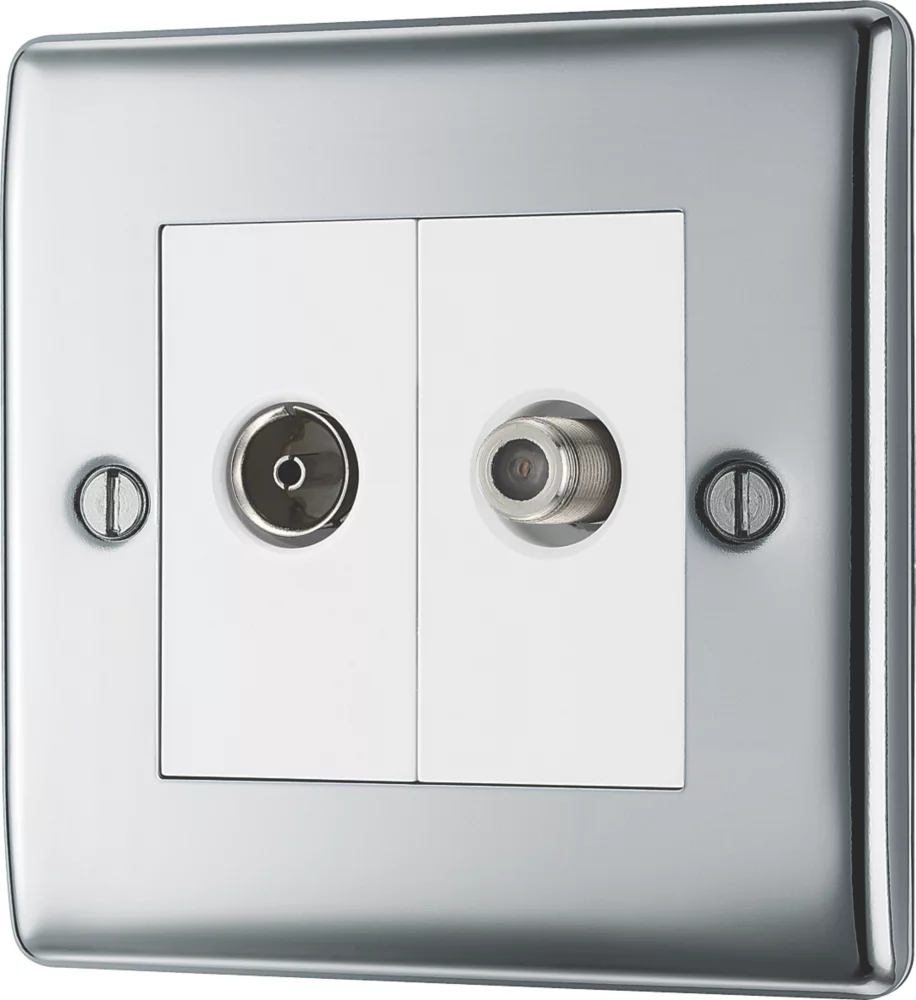 British General NEXUS METAL 1-Gang Duplex TV Socket Polished Chrome 3 British General NEXUS METAL 1-Gang Duplex TV Socket Polished Chrome