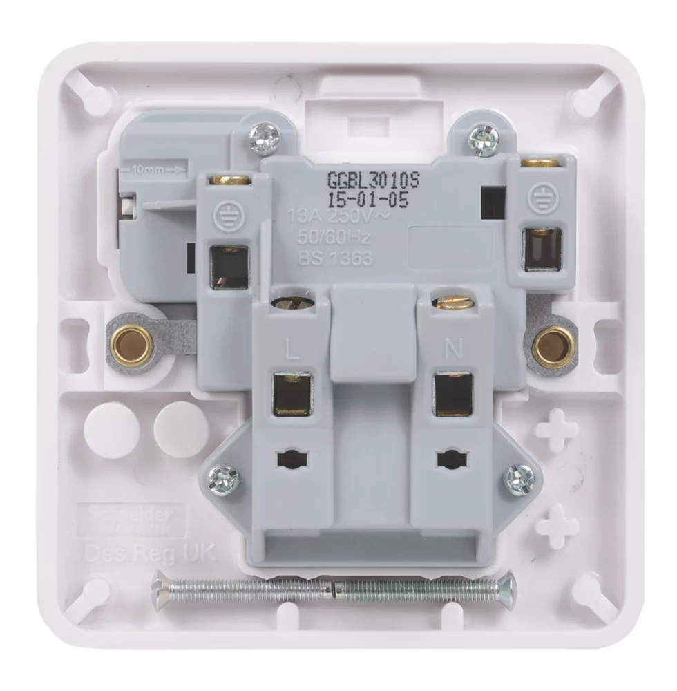 Schneider Electric Lisse 13A 1-Gang SP Switched Plug Socket White 6 Schneider Electric Lisse 13A 1-Gang SP Switched Plug Socket White - Image 4