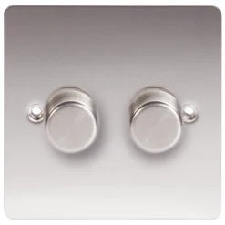 LAP 2-Gang 2-Way LED Dimmer Switch Brushed Stainless Steel -British General Shop 24866 A1