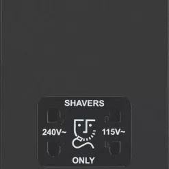 British General Evolve 2-Gang Dual Voltage Shaver Socket 115/240V Matt Black With Black Inserts -British General Shop 249RF A2
