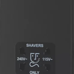 British General Evolve 2-Gang Dual Voltage Shaver Socket 115/240V Matt Black With Black Inserts -British General Shop 249RF A3
