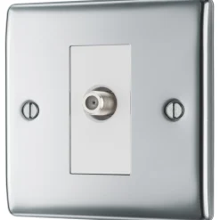 British General NEXUS METAL 1-Gang Single Satellite Socket Polished Chrome