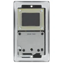 LAP 2-Gang Dual Voltage Shaver Socket 115 / 230V Brushed Stainless Steel With Black Inserts -British General Shop 25094 A3