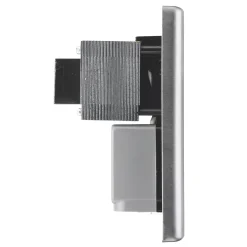 LAP 2-Gang Dual Voltage Shaver Socket 115 / 230V Brushed Stainless Steel With Black Inserts -British General Shop 25094 A4