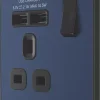 British General Evolve 13A 1-Gang SP Switched Socket + 2.1A 2-Outlet Type A USB Charger Blue With Black Inserts -British General Shop 250RF P