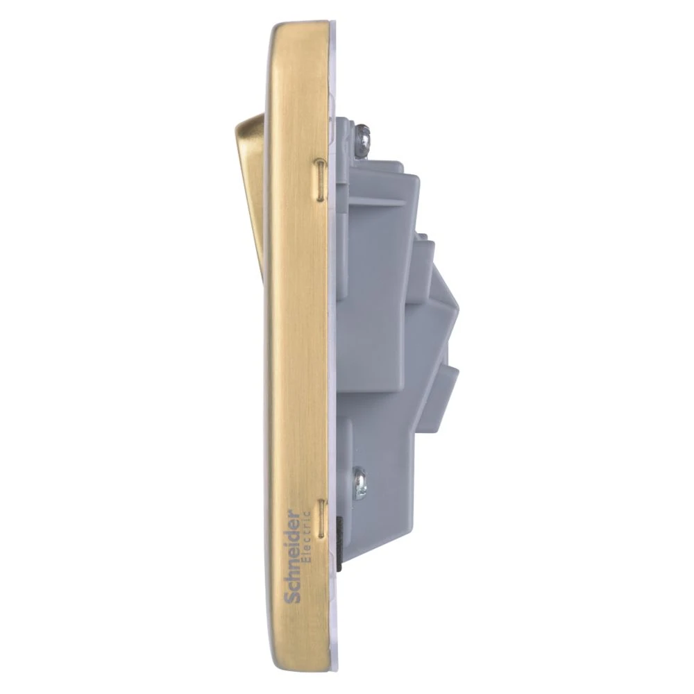 Schneider Electric Lisse Deco 13A 1-Gang DP Switched Plug Socket Satin Brass With Black Inserts 5 Schneider Electric Lisse Deco 13A 1-Gang DP Switched Plug Socket Satin Brass With Black Inserts - Image 3